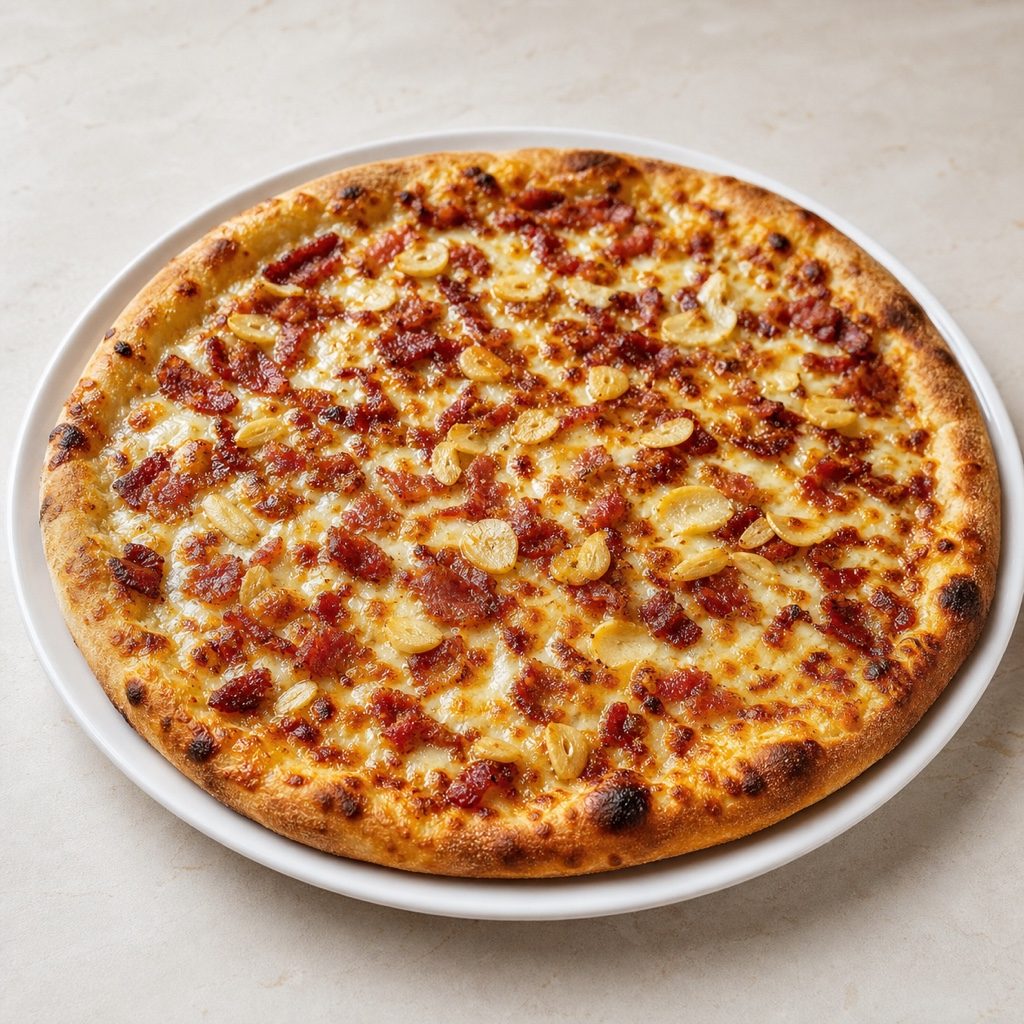 Pizza de Alho e Bacon — cardápio do Hotel Holambra